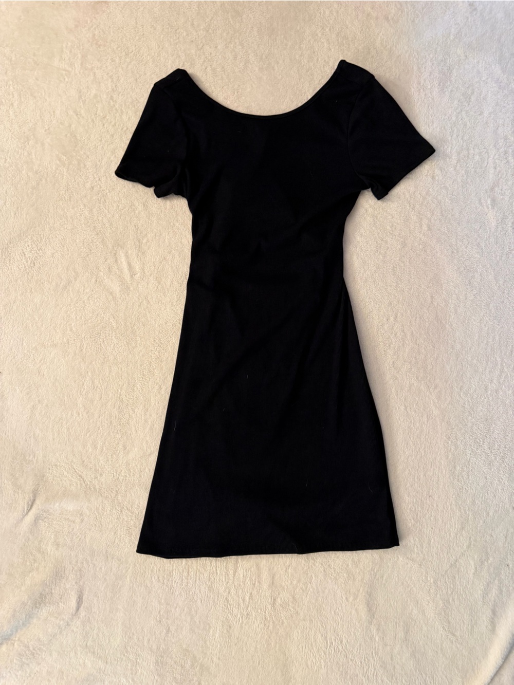 Heatherly Black Ribbed Cutout Open Back Mini Dress MP Petite